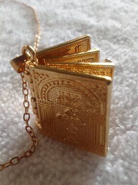 Golden Bible pendant with golden necklace chain, brand new